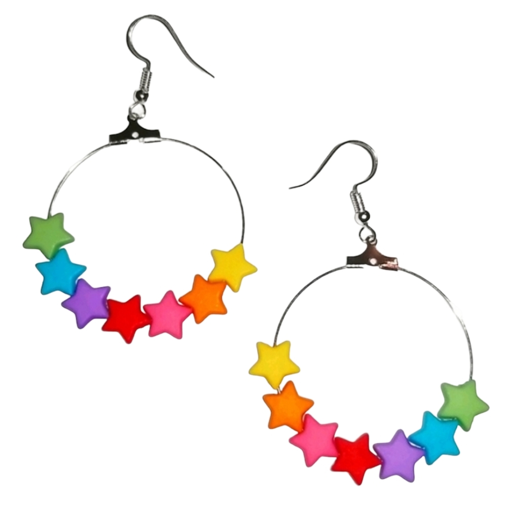 Handcrafted Star Hoop Earrings